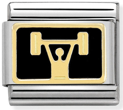 Nomination, COMPOSABLE klasik plakalar çelik, emaye ve 18k altın (13_weightlifting)