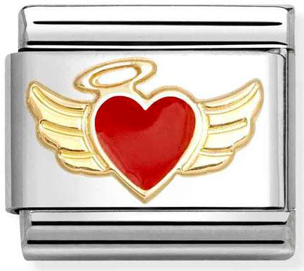 Nomination, COMPOSABLE Classic LOVE in stainless steel with enamel and 18k gold (52_Angel heart)
