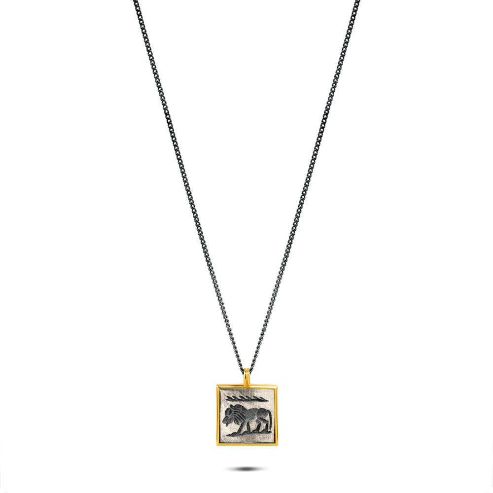 Aslan Kare Gümüş Kolye