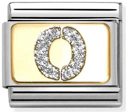 Nomination, Composable Classic GLITTER LETTER steel, enamel and 18k gold (15_O)