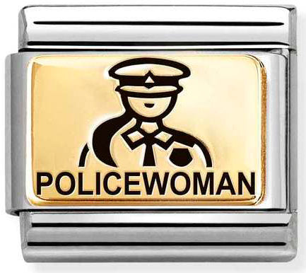 Nomination, Composable Classic PLATES (IC) in steel and 18k gold (50_Policewoman)