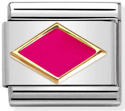 Nomination, COMPOSABLE klasik semboller çelik, emaye ve 18k altın (52_fuchsia rhombus)