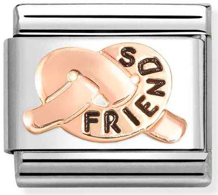 Nomination, Composable Classic SYMBOLS steel, enamel and 9k rose gold (36_FRIENDS knot)