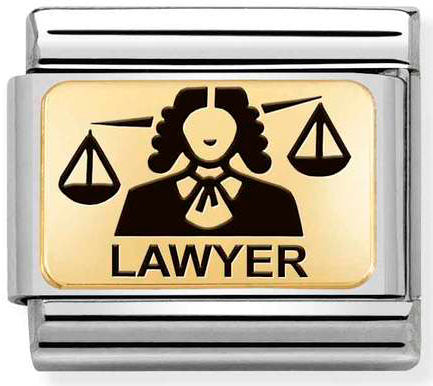 Nomination, Çelik ve 18k altın (25_lawyer) COMPOSABLE klasik plakalar (IC)