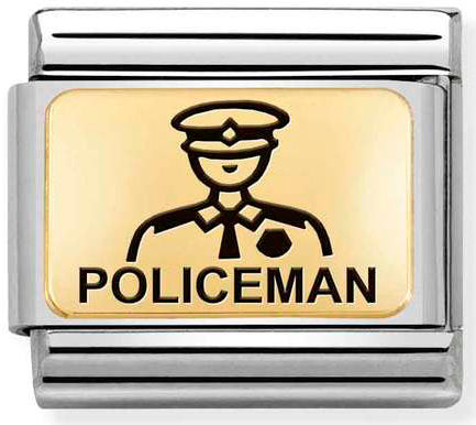 Nomination, Çelik ve 18K altın (22_policeman) COMPOSABLE klasik plakalar (IC)