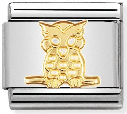 Nomination, 18K altınlı paslanmaz Çelik COMPOSABLE klasik hava hayvanları (06_owl)