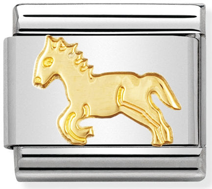 Nomination, 18K altınlı paslanmaz Çelik COMPOSABLE klasik hayvanlar (toprak) (09_horse)