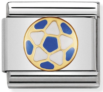 Nomination, Emaye ve 18K altınlı paslanmaz Çelik COMPOSABLE klasik İtalyan futbolu (13_-beyaz ışıklı mavi top)