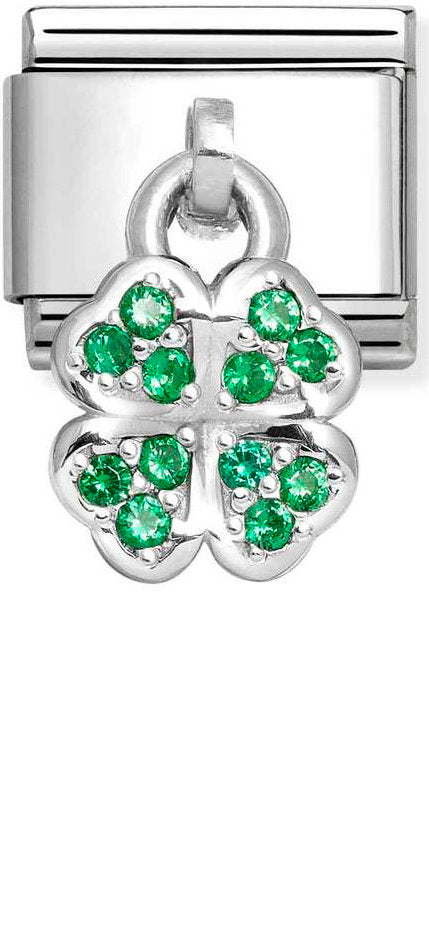 Nomination, Composable Classic CHARMS stainless steel and 925 sterling silver (30_GREEN four-leaf clover)