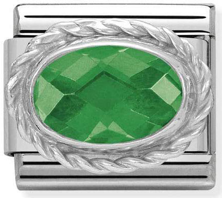 Nomination, 925 Ayar Gümüş Ayarı ve Detay (027_EMERALD GEEN) ile paslanmaz Çelik COMPOSABLE klasik fasetli CZ