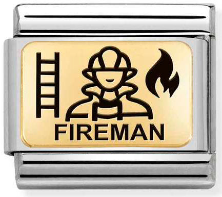 Nomination, Çelik ve 18K altın (21_fireman) COMPOSABLE klasik plakalar (IC)