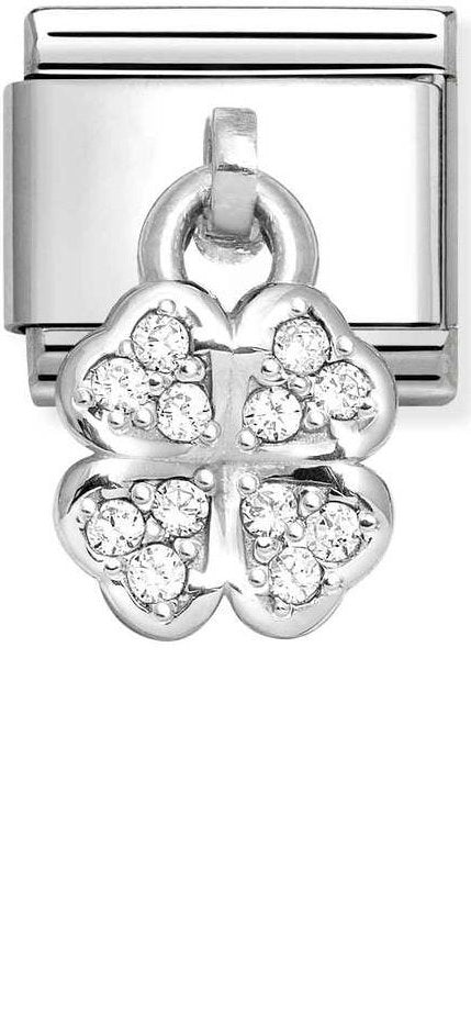 Nomination, Composable Classic CHARMS stainless steel and 925 sterling silver (31_WHITE four-leaf clover)