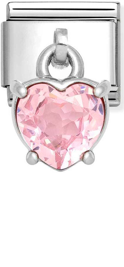 Nomination, Composable Classic CHARMS CUBIC ZIRCONIA steel, 925 sterling silver (14_Pink heart)