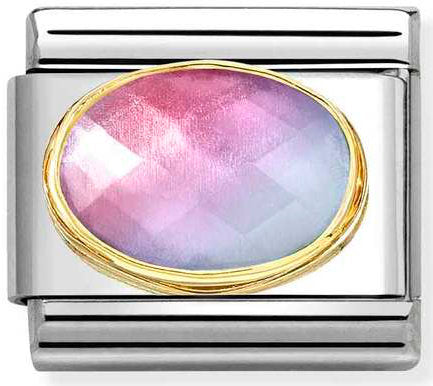 Nomination, Comp, Classic FACETED STONES in steel and 750 gold (035_LIGHT BLUE ROSE)
