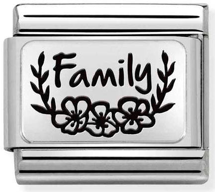 Nomination, COMPOSABLE Klasik Plakalar (IC) Çelik ve 925 Ayar Gümüş (33_family Çiçekler)