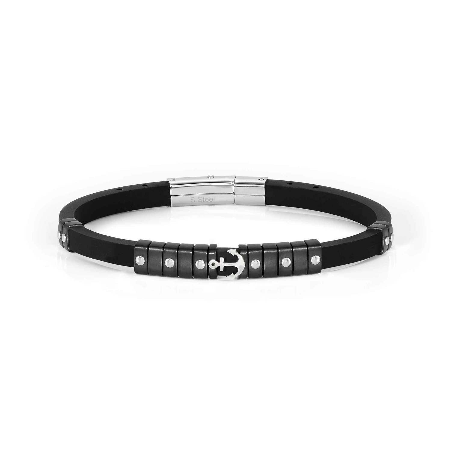 Nomination, CITY bracelet in steel and rubber fin, BLACK (002_Anchor)