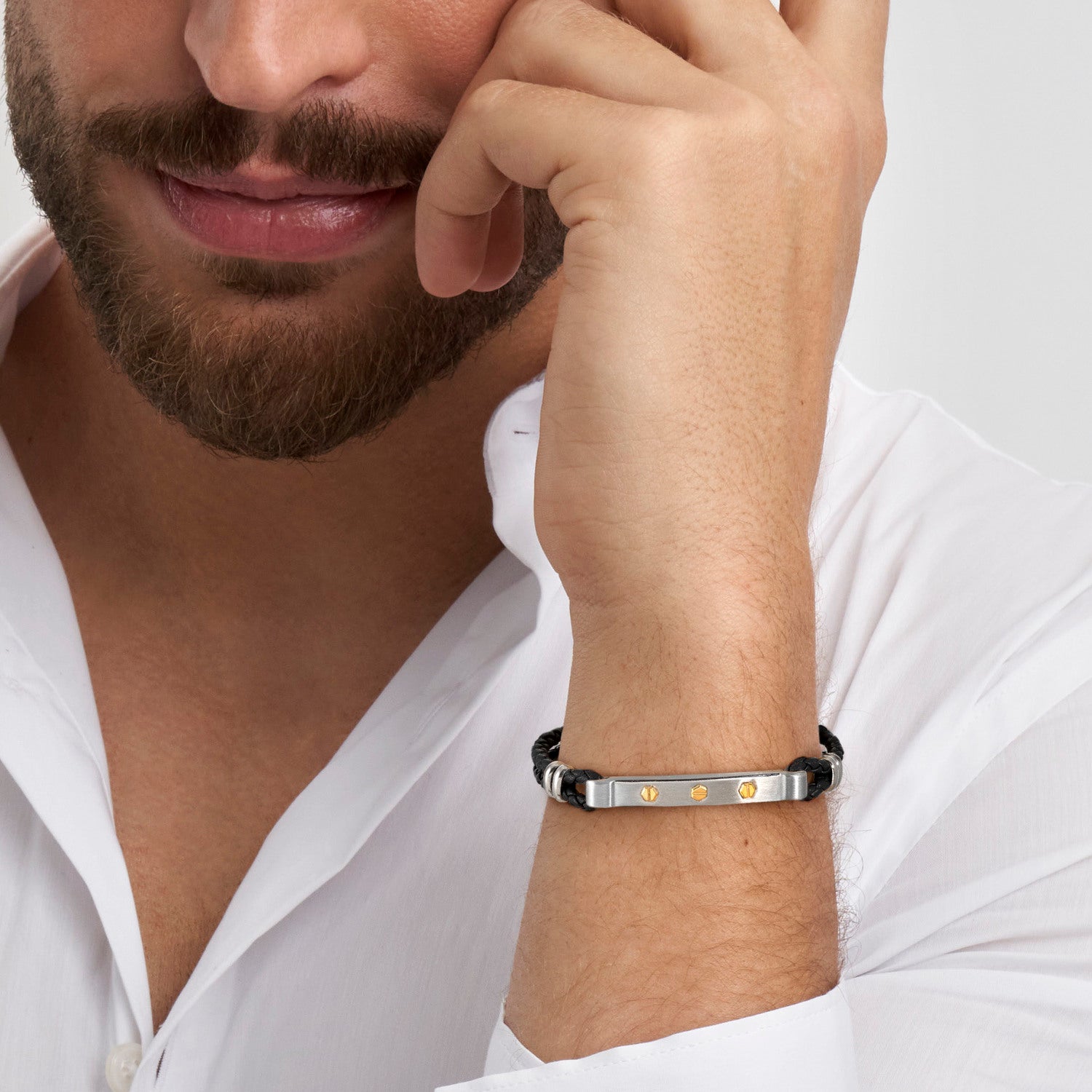 Nomination, MANVISION bracelet in steel and synthetic leather (001_BLACK)