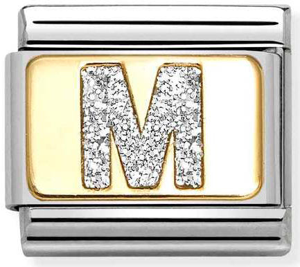 Nomination, Composable Classic GLITTER LETTER steel, enamel and 18k gold (13_M)