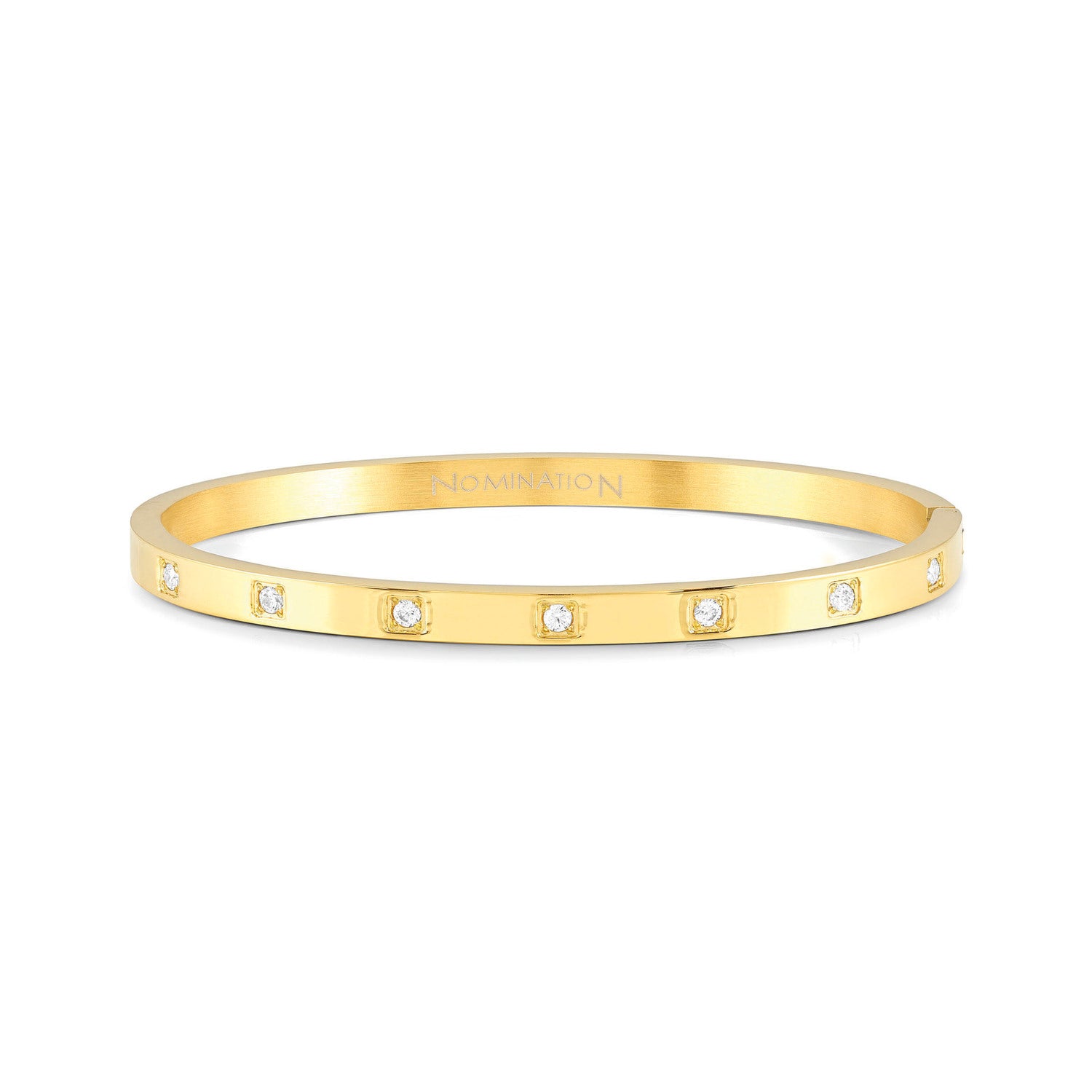 Nomination,PRETTY BANGLES çelik bileklik ve SQUARE cz (SMALL SIZE) (012_Yellow Gold)