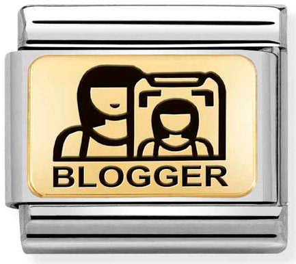 Nomination, Çelik ve 18K altın (08_blogger) COMPOSABLE klasik plakalar (IC)