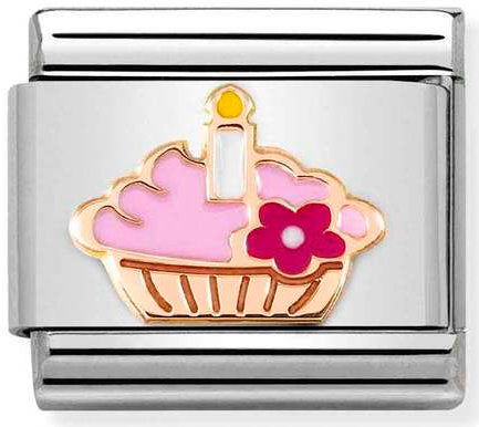 Nomination, COMPOSABLE klasik semboller çelik, emaye ve 375 altın (08_Cupcake mum ile)
