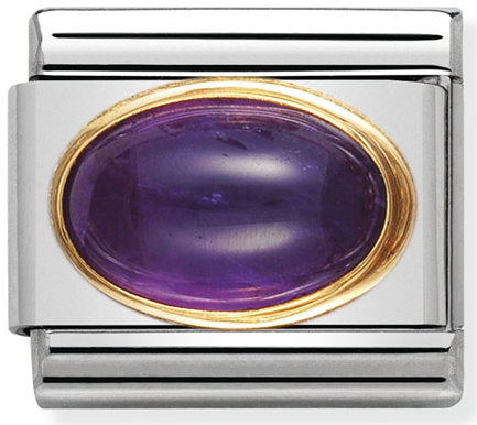 Nomination, 18K altınlı paslanmaz Çelik COMPOSABLE klasik oval taş (02_amethyst)