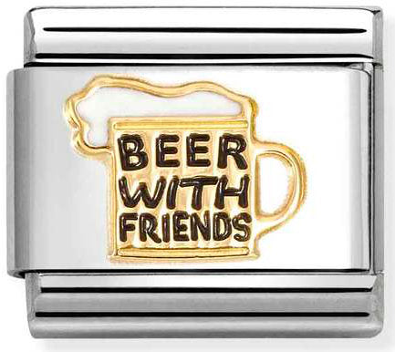 Nomination, Composable Classic SYMBOLS steel, enamel and 18k gold (87_Beer with friends)