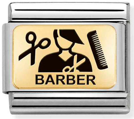 Nomination, Çelik ve 18K altın (13_barber) COMPOSABLE klasik plakalar (IC)
