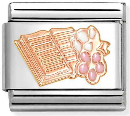 Nomination, Composable Classic SYMBOLS steel, enamel and 9k rose gold (23_Reading book with flowers)