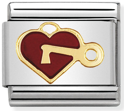 Nomination, Emaye ve 18K altınlı paslanmaz Çelik COMPOSABLE klasik aşk (anahtarlı 47_heart)