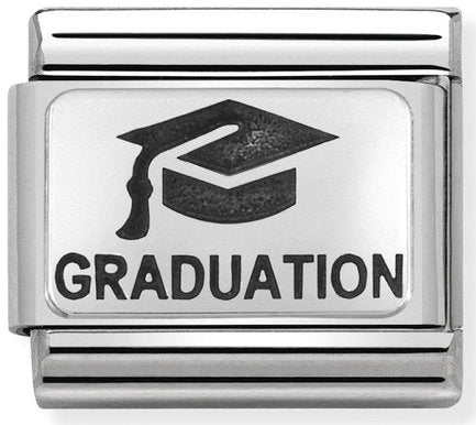 Nomination, COMPOSABLE Klasik Oksidize Plakalar 2 Çelik ve 925 Ayar Gümüş (02_ HAT ile Graduation)