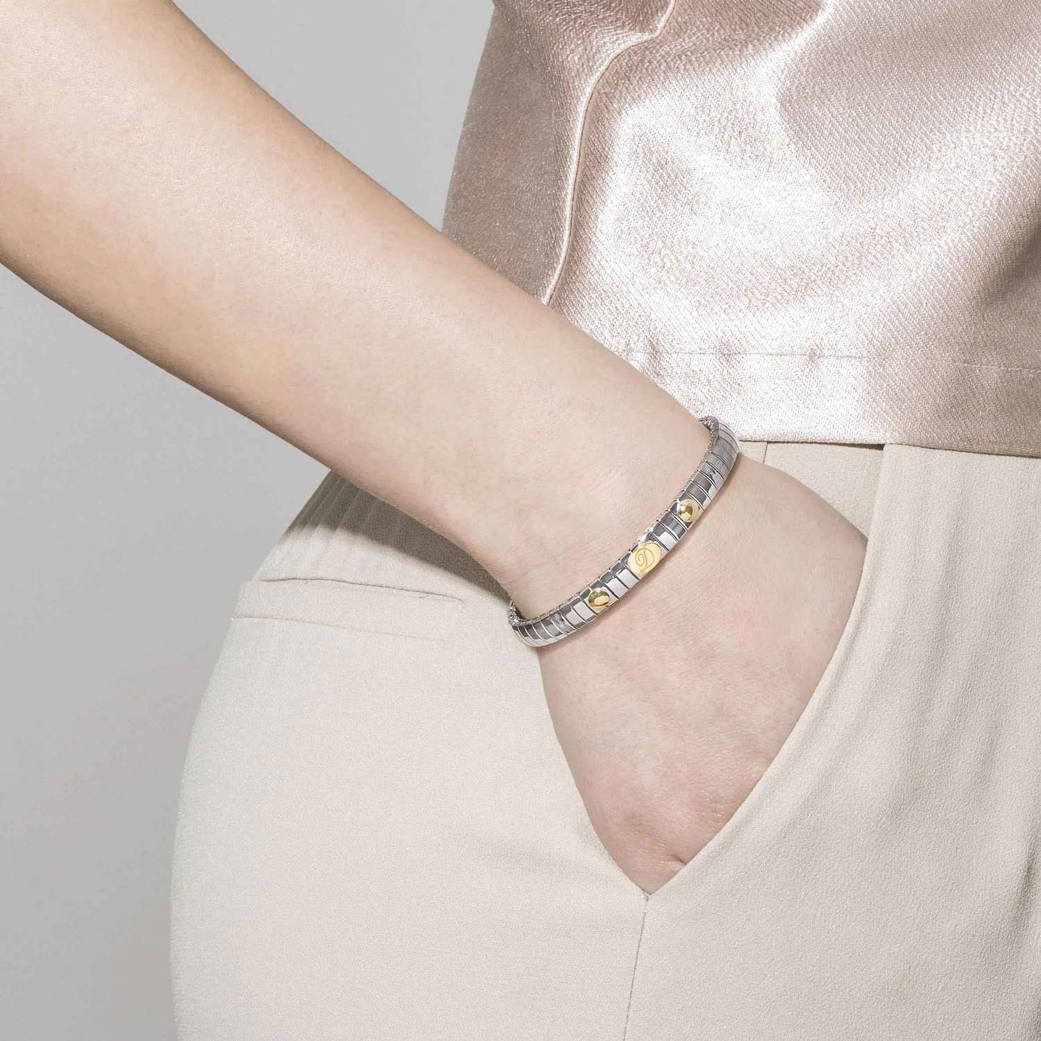 Nomination, Xte s çelik Bileklikler ve 18k altın harfler (015_o)