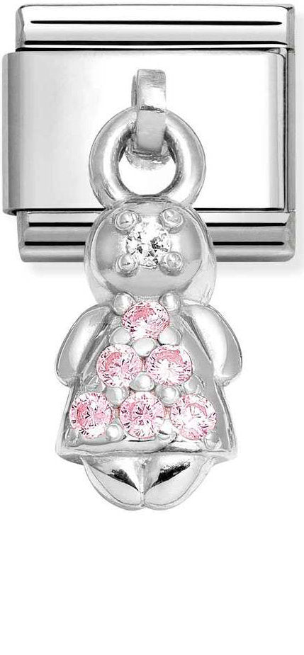 Nomination, Composable Classic CHARMS stainless steel and 925 sterling silver (28_PINK girl)