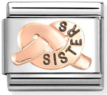 Nomination, Composable Classic SYMBOLS steel, enamel and 9k rose gold (38_SISTERS knot)