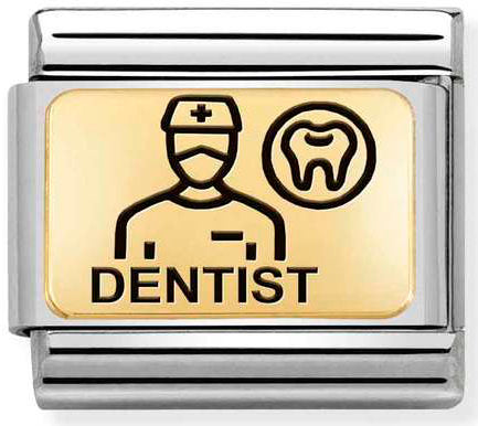 Nomination, Çelik ve 18K altın (16_dentist) COMPOSABLE klasik plakalar (IC)