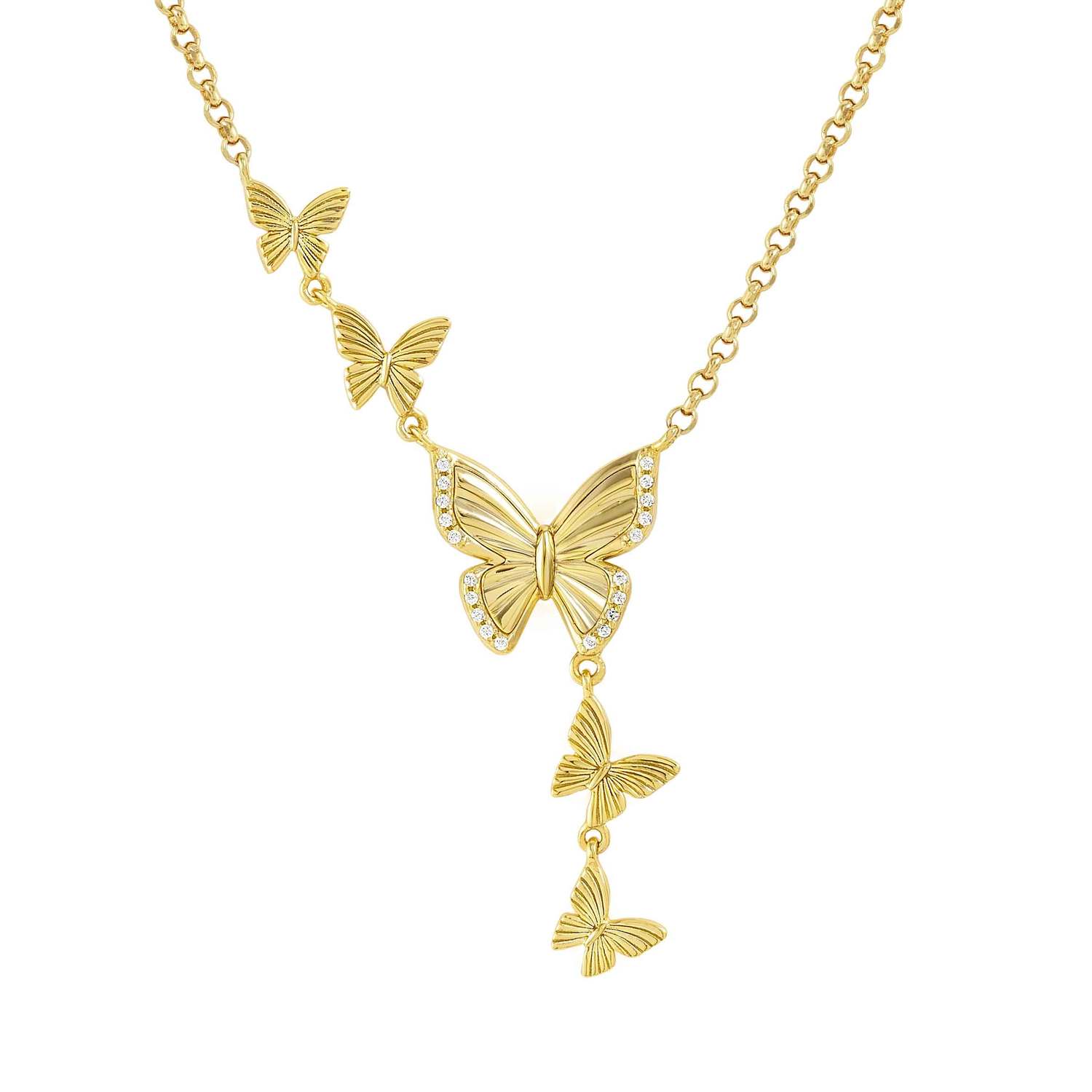 Nomination,925 Gümüş  ve kübik zirkonya'da Truejoy Kolye (042_Sarı altın Butterfly)