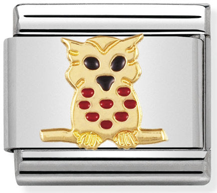 Nomination, Emaye ve 18K altınlı paslanmaz Çelik COMPOSABLE klasik hava hayvanları (10_owl)
