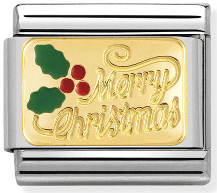 Nomination, Comp, klasik oyulmuş Noel paslanmaz çelik, emaye ve 18k altın (17_merry Noel)