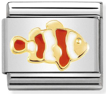 Nomination, COMPOSABLE klasik semboller çelik, emaye ve 18k altın (40_clownfish)