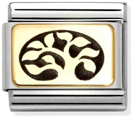 Nomination, Composable Classic PLATES (IC) in steel and 18k gold (35_Tree of Life)