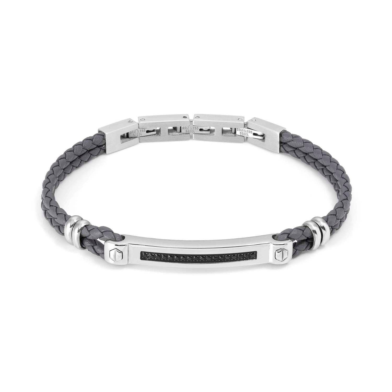 Nomination, MANVISION bracelet in steel, cz and GRAY synthetic leather (007_BLACK)