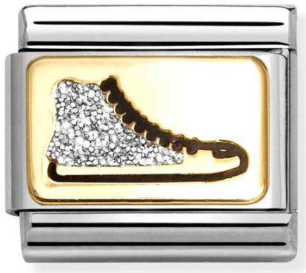 Nomination, Composable Classic GLITTER PLATES in steel, enamel and 18k gold (05-05)