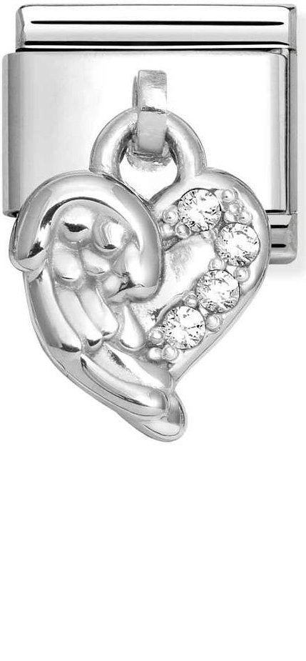 Nomination, Composable Classic CHARMS stainless steel and 925 sterling silver (35_Heart in WHITE)