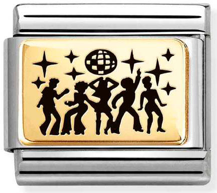 Nomination, Composable Classic PLATES (IC) in steel and 18k gold (42_Group dance)