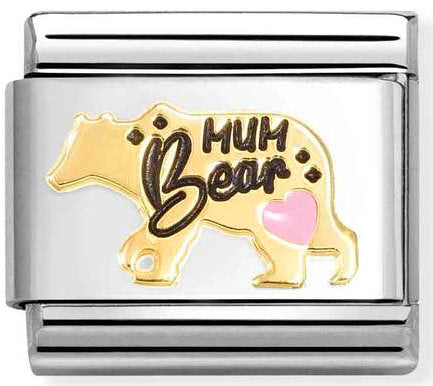 Nomination, Composable Classic SYMBOLS steel, enamel and 18k gold (81_Mum bear PINK)