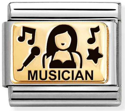 Nomination, Composable Classic PLATES (IC) in steel and 18k gold (52_Musician)