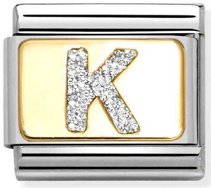 Nomination, Composable Classic GLITTER LETTER steel, enamel and 18k gold (11_K)