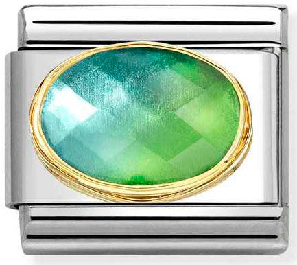 Nomination, Comp, Classic FACETED STONES in steel and 750 gold (037_BLUE GREEN)