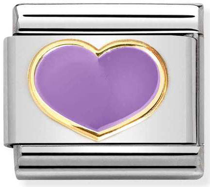 Nomination, Composable Classic Love 2 paslanmaz çelik, emaye ve 18k altın (22_Lila kalp)