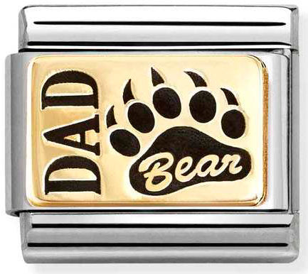 Nomination, Composable Classic PLATES (IC) in steel and 18k gold (38_Dad bear)